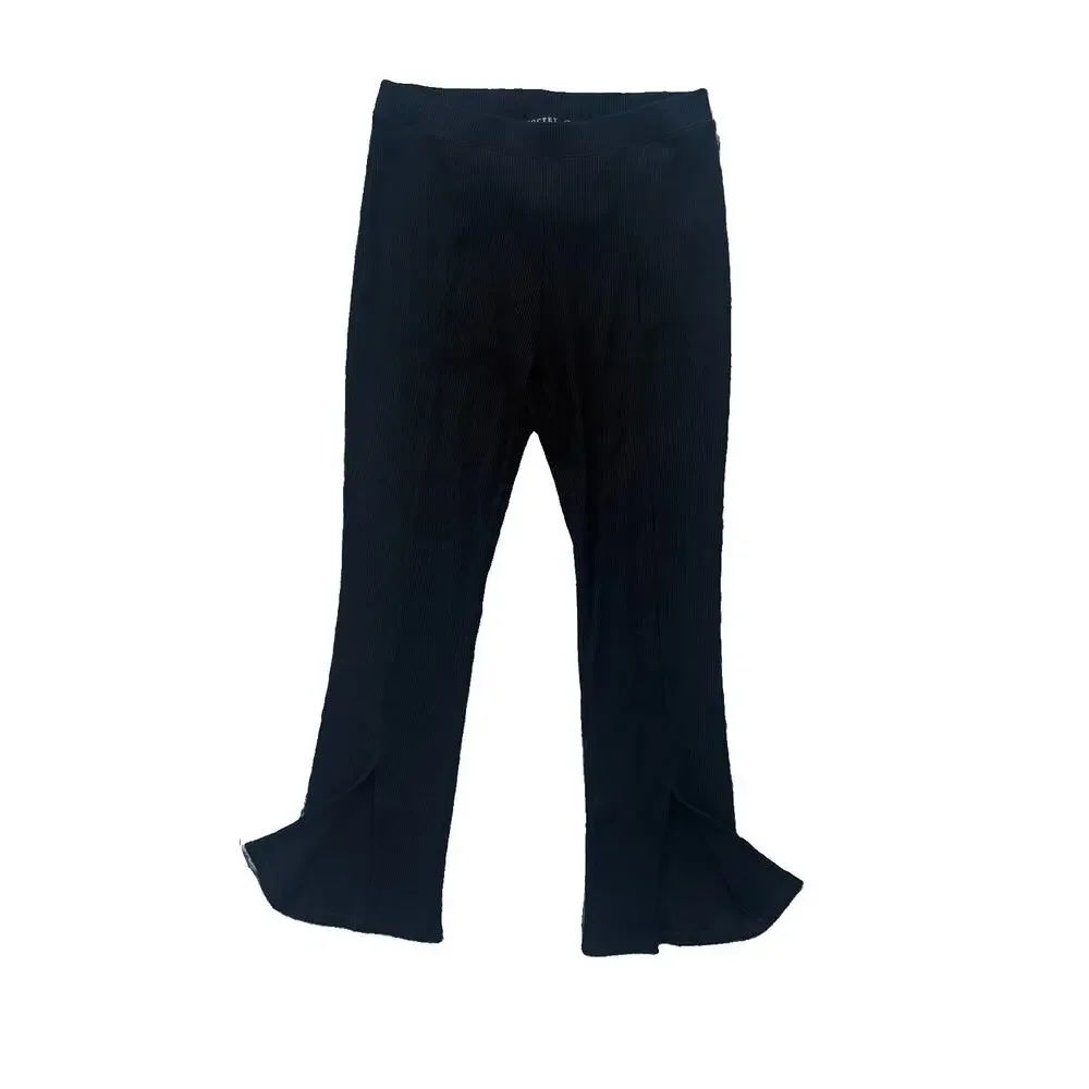 Noctex Black Ribbed Pedal Pushers Capri Crop Pants Women’s Medium High Waist